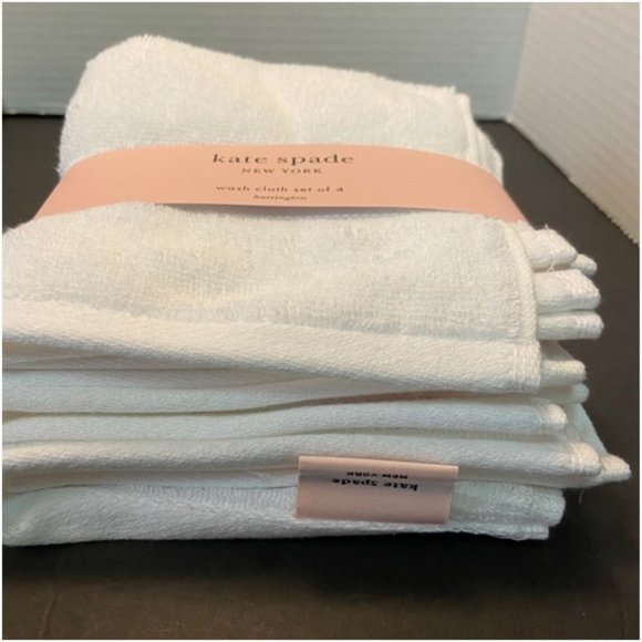 kate spade harrington white wash cloth washcloth set of 4 nwt - Picture 2 of 3